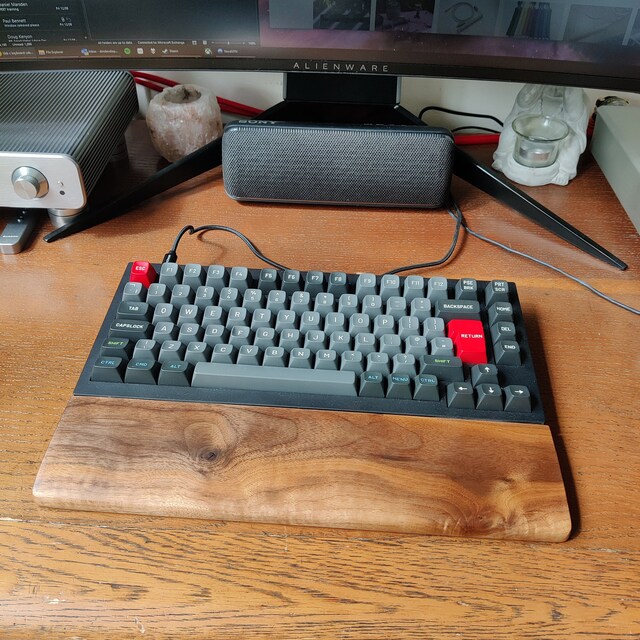 Wooden wrist rests arranged on a table